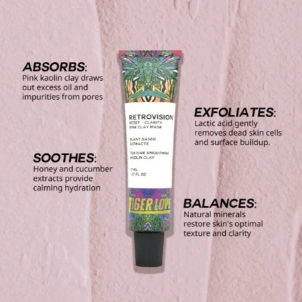 Tigerlove RETROVISION® Reset + Clarity Pink Clay Mask 17ml